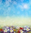 Oil painting flowers in soft color and blur style