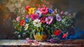 An oil painting of flowers on a table - still life Royalty Free Stock Photo