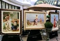 Art gallery on cruise, three beautiful oil paintings portraits