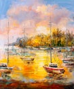 Oil Painting - Harbor View, Venice, Italy Royalty Free Stock Photo