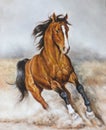 Oil painting of a horse on the prairie