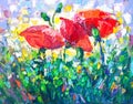 Oil Painting, Impressionism style, texture painting, flower still life painting art painted color image, Royalty Free Stock Photo