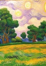 Oil painting landscape inspired by Vincent Van Gogh, generated by AI