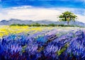 Oil Painting - Lavender Field at Provence, France