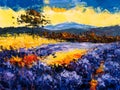 Oil Painting - Lavender Field at Provence, France