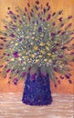Oil painting. Lush bouquet in a vase