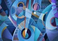 Oil painting music backgroud, blue, dark, blues, mandolins, sound music Royalty Free Stock Photo