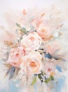 Oil painting in pastel colors floristry, wedding card Royalty Free Stock Photo