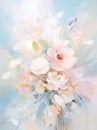 Oil painting in pastel colors floristry, wedding card Royalty Free Stock Photo