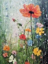 Oil painting - Rainy day flowers Royalty Free Stock Photo