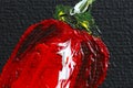 Oil painting red hot chili peppers on canvas. Piece of red chili peppers. Black and red. Oil paints. Close-up. Macro. Copy space. Royalty Free Stock Photo