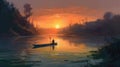 Oil Painting Of River At Sunrise In Beyonce Style
