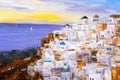 Oil Painting - Santorini, Greece Royalty Free Stock Photo