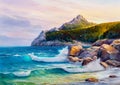 Oil painting of the sea on canvas. Royalty Free Stock Photo