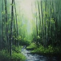 Oil painting of a Bamboo forest