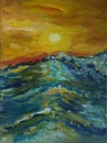 Oil painting sketch Storm at sea Royalty Free Stock Photo