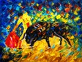 Oil Painting - Spanish Bullfight, Corrida De Toros Royalty Free Stock Photo