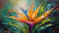 Oil Painting Still Life Amorphophallus Titanum Plant Liquid Paint Art Floral Background Royalty Free Stock Photo