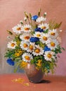 Oil painting - still life, a bouquet of flowers Royalty Free Stock Photo