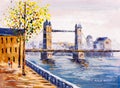 Oil Painting - Street View of London