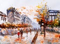 Oil Painting - Street View of Paris Royalty Free Stock Photo