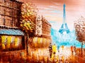 Oil Painting - Street View of Paris