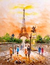 Oil Painting - Street View of Paris