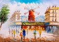 Oil Painting - Street View of Paris