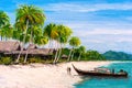 Oil Painting - Tropical Paradise Island Beach Royalty Free Stock Photo