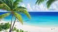 Oil Painting - Tropical Paradise Island Beach Royalty Free Stock Photo