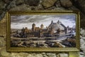 Oil Painting - The Vilnius Castle Complex - in Stone Wall Background