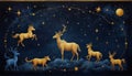 Oil painting: A whimsical interpretation of the zodiac constellations, with each sign represented by a beautifully detailed Royalty Free Stock Photo