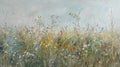 Oil painting of wildflowers in the meadow on canvas, Generative AI illustrations