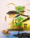 Oil Painting - Wuzhen, China Royalty Free Stock Photo