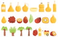 Oil palm icons set cartoon vector. Farm plantation