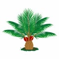 Oil palm trees bear fruit in flat style illustration