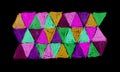 Oil pastel black green lilac pink, crayons abstract retro for your design sketch freehand drawing doodle triangles lines