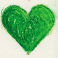 Green Heart Drawn With Oil Pastels On Paper Royalty Free Stock Photo