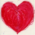 Red Heart Drawn With Oil Pastels On Paper Royalty Free Stock Photo