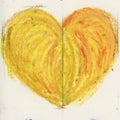 Yellow Heart Drawn With Oil Pastels On Paper Royalty Free Stock Photo