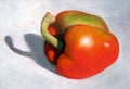 Oil Pastel Painting of a Bright Orange Pepper