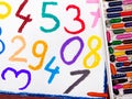 Drawing: math lesson with colorful numbers