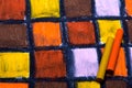 Oil pastels drawing with squares Royalty Free Stock Photo