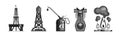 Oil and Petrol Industry Black Item and Object Vector Set