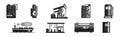 Oil and Petrol Industry Black Item and Object Vector Set