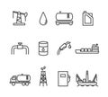 Oil and petrol industry line icon set