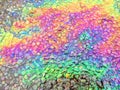 Oil Petrol Rainbow Shiny Gasoline Leak on Pavement