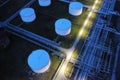 Oil petrol refinery tank aerial top view Royalty Free Stock Photo