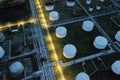 Oil petrol refinery tank aerial top view Royalty Free Stock Photo