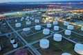 Oil petrol refinery tank aerial top view Royalty Free Stock Photo